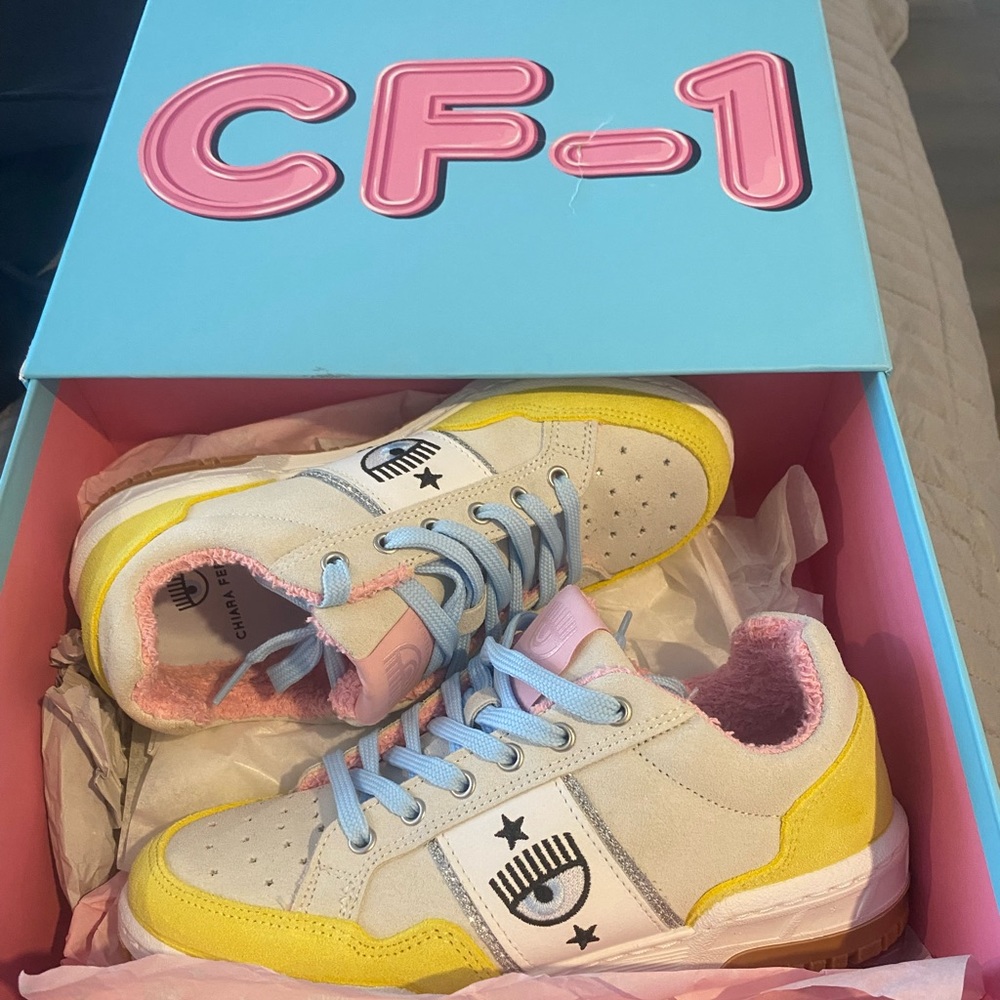 Chiara Ferragni Yellow and Pink Sneakers